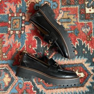 Black Loafers with Gold Buckle